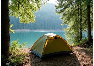 Leichtes Campingzelt im Wald