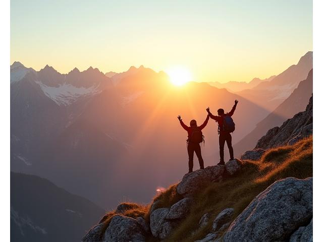 Berggipfel und Wanderer, die die Aussicht in den Schweizer Alpen genießen